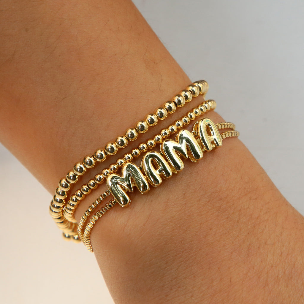 3D Bubble Personalized Name Bracelets in Gold-Plated Brass – Secrets d'Aura Jewelry